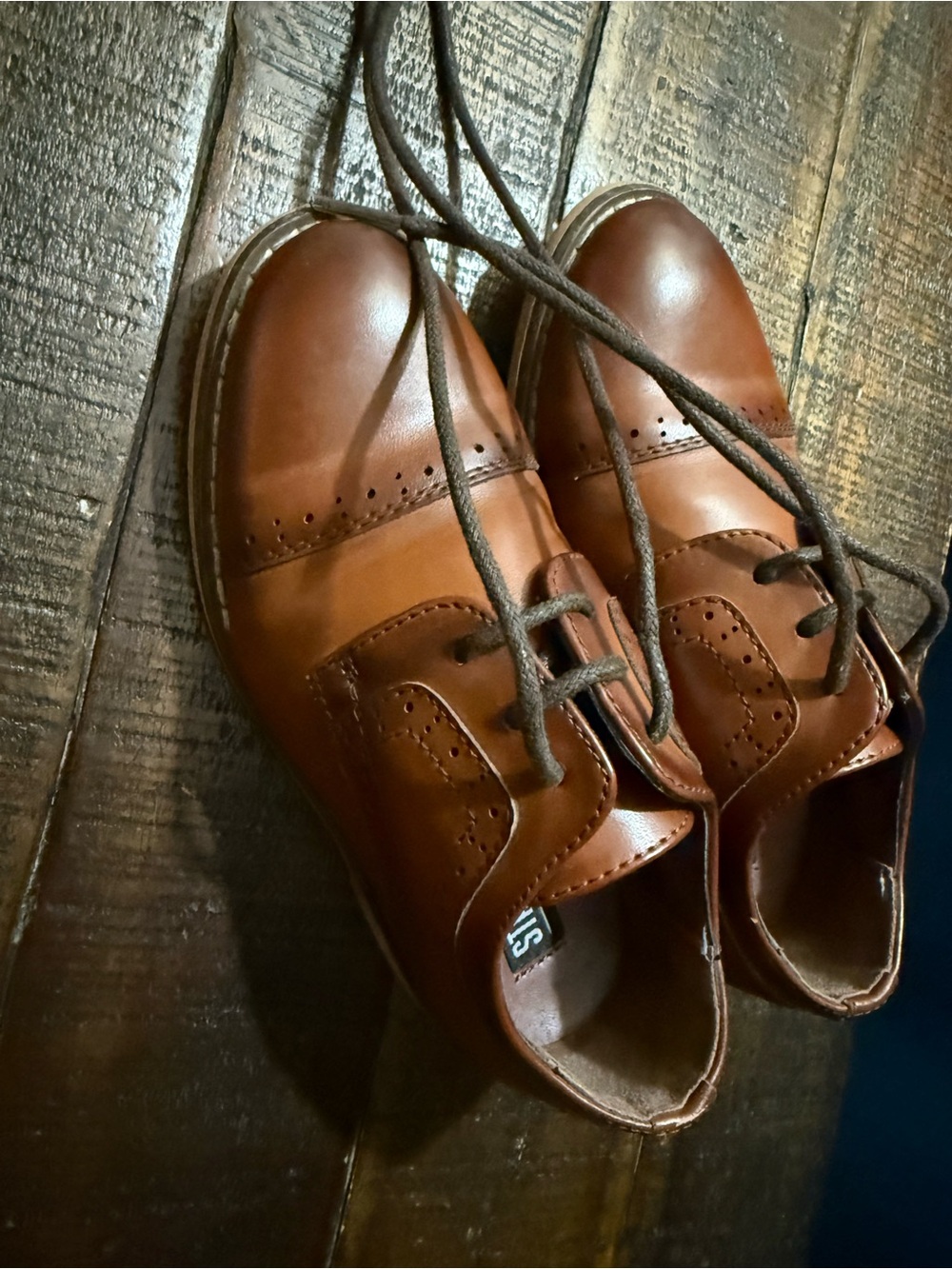 Stacy Adams Boys Brown Lace-Up Dress Oxfords